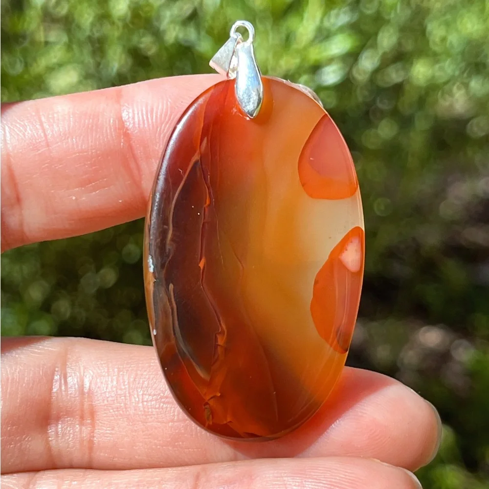 Silver‎ plated scenery agate pendant 1315